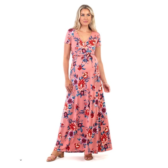 NWT Floral Mauve Maternity and Nursing Dress - Picture 2 of 5